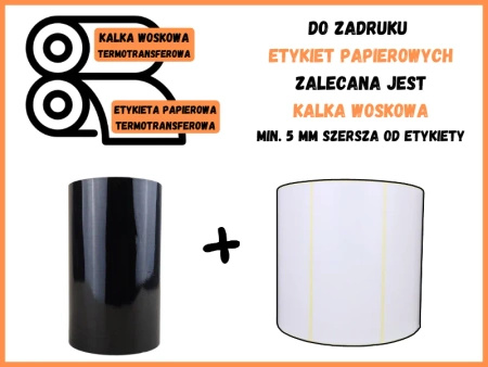 55x300 kalka WOSKOWA taśma termotransferowa wosk 55mm 300m czarna IN