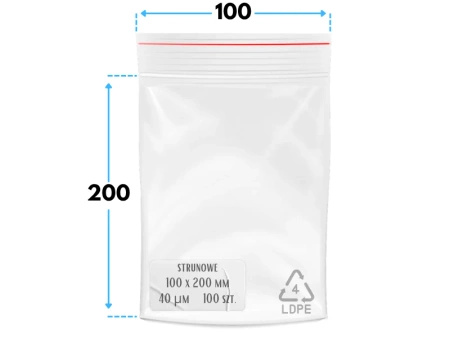 karton 100x200 mm torebki strunowe 1000 szt. woreczki (10x20 cm)
