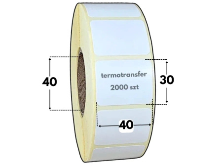40x30 mm etykiety 2000 szt. gilza 40 samoprzylepne termotransferowe białe