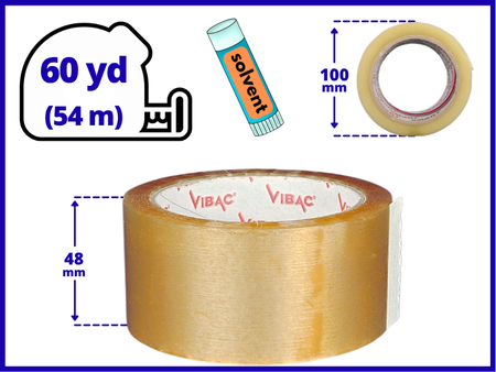 karton solvent 48mm x 66yd (60m) Vibac BEZBARWNA taśma klejąca 48/66 pakowa 36 sztuk