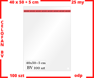 40x50+5 cm BV worki foliowe CELOFANOWE + zakładka 25-mik 100 sztuk