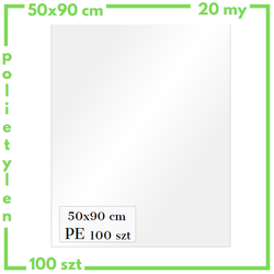 50x90 cm worki foliowe polietylenowe 500x900 mm 20-mik 100 sztuk