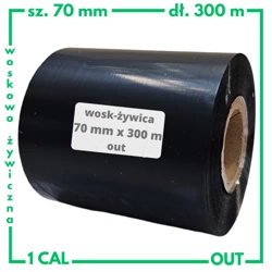 70x300 OUT kalka WOSKOWO-ŻYWICZNA taśma termotransferowa wosk żywica 70 mm 300 m czarna