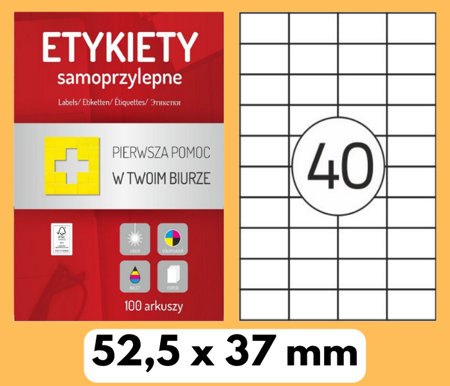 > 40 < 52,5x29,7 mm etykiety a4