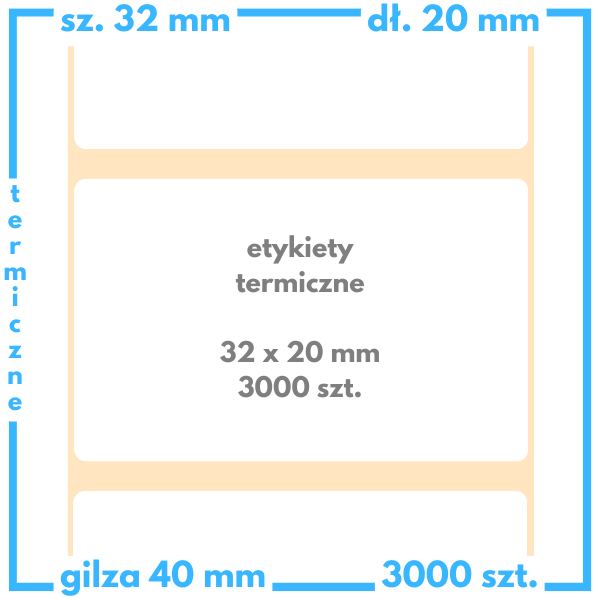 32x20 mm etykiety termiczne 3000 szt. samoprzylepne białe