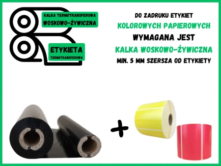 55x74 kalka WOSKOWO ŻYWICZNA taśma termotransferowa wosk zywica 55 mm 74 m czarna OUT