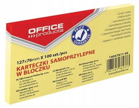 Bloczek karteczek samoprzylepnych żółtych 76x127 mm 100 szt.