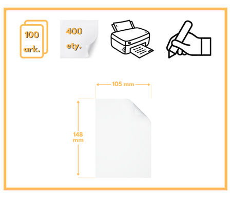 Etykiety 105x148 mm w arkuszach A4 - 400 etykiet samoprzylepnych uniwersalnych do drukarek biurowych
