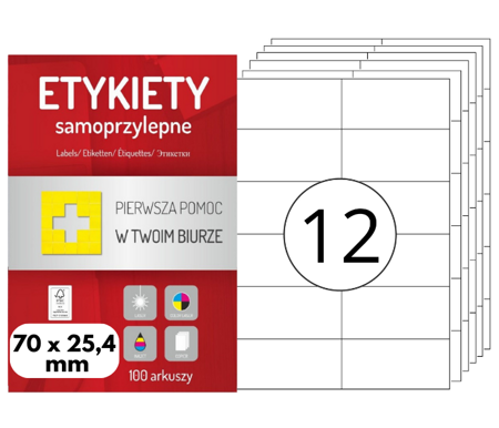 Etykiety 105x48 mm w arkuszach A4 - 1200 etykiet samoprzylepnych uniwersalnych do drukarek biurowych