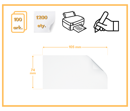 Etykiety 105x48 mm w arkuszach A4 - 1200 etykiet samoprzylepnych uniwersalnych do drukarek biurowych
