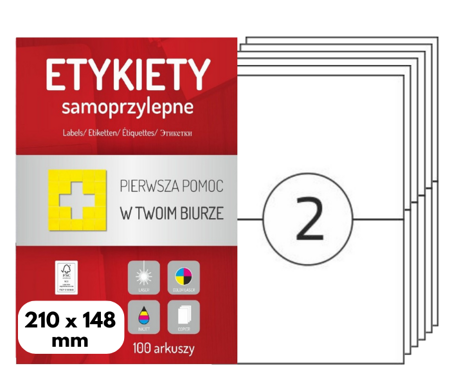 Etykiety 210x148 mm na arkuszach A4 - 200 etykiet samoprzylepnych uniwersalnych do drukarek biurowych