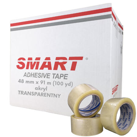 Smart 48mm x 100yd (91m) PRZEZROCZYSTA akryl taśma klejąca 48/100 pakowa 6 szt.