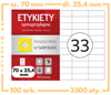 Etykiety 70x25 mm w arkuszach A4 - 3300 etykiet samoprzylepnych uniwersalnych do drukarek biurowych